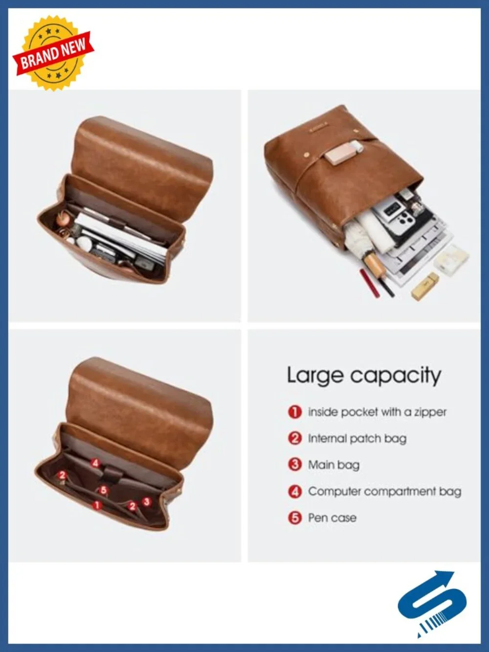Genuine Leather Backpack Purse Fashion Convertible Travel Daypack